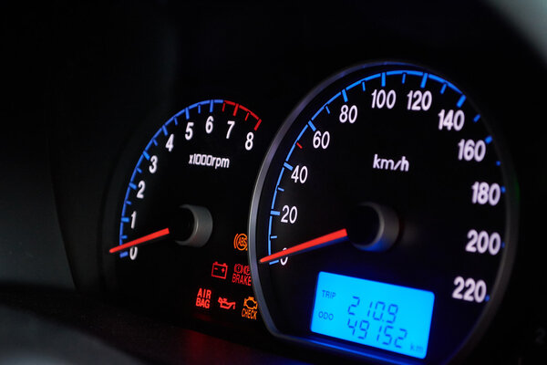 Speedometer on dashboard