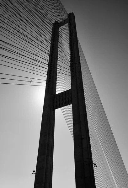 Moderne brug pyloon in zwart-wit — Stockfoto