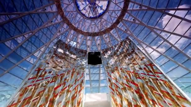现代建筑 欧洲中心一座漂亮建筑的玻璃穹顶 — 图库视频影像