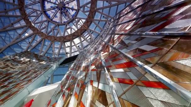Modern Arkitektur Glaskupol Vacker Byggnad Centrum Europa — Stockvideo