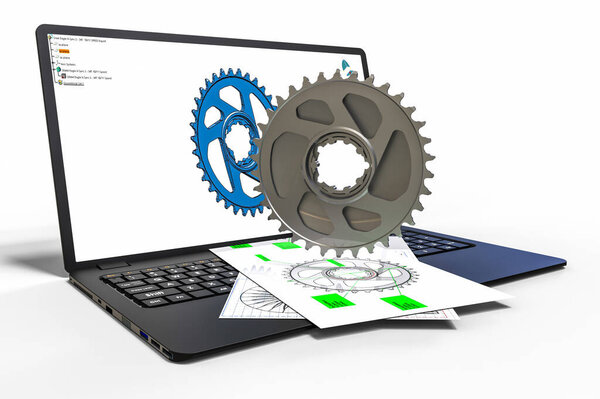 3D-рендеринг, представляющий процесс CAD