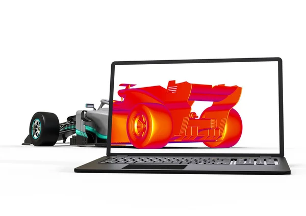 Obraz Renderowania Reprezentujący Wspomagany Komputerowo Projekt Samochodu Wyścigowego — Zdjęcie stockowe