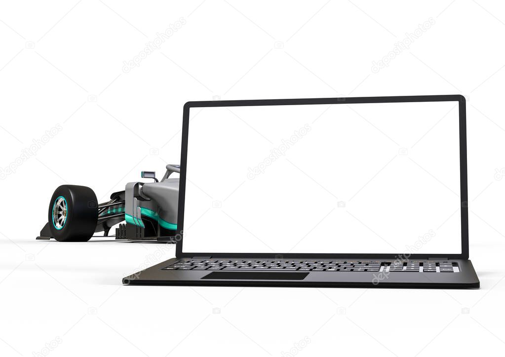 3D render image representing computer aided design of a race car