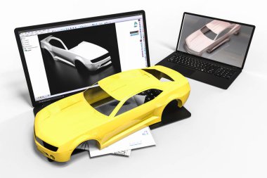 CAD yardımıyla otomotiv tasarımını temsil eden 3B görüntüleme