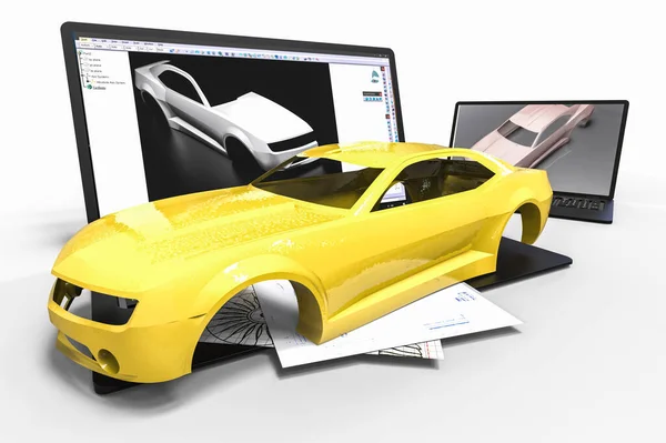 Render Image Representing Automotive Design Help Cad — Stock Photo, Image