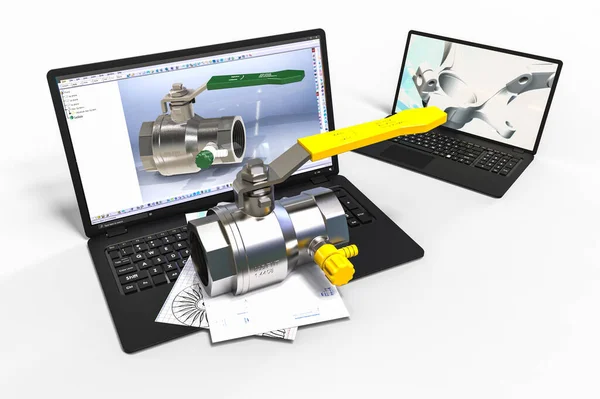 Boru hattı endüstrisinde bilgisayar destekli tasarımı temsil eden 3D görüntüleme