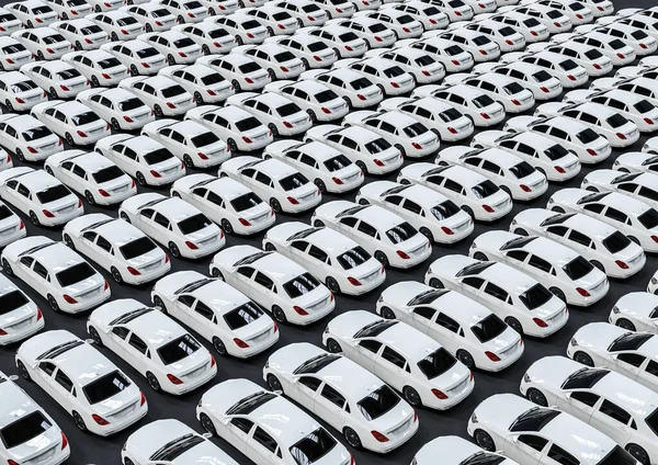 3D görüntüler beyaz lüks araba filosunu temsil ediyor. 