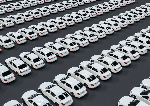 3D görüntüler beyaz lüks araba filosunu temsil ediyor. 