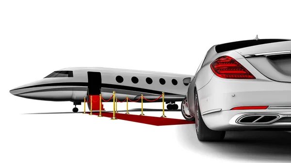 Rendering Immagine Una Limousine Jet Privato Che Rappresenta Viaggi Alta — Foto Stock