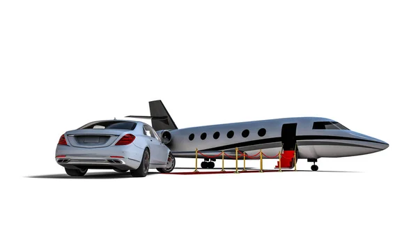 Rendering Immagine Una Limousine Jet Privato Che Rappresenta Viaggi Alta — Foto Stock