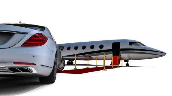 Rendering Immagine Una Limousine Jet Privato Che Rappresenta Viaggi Alta — Foto Stock