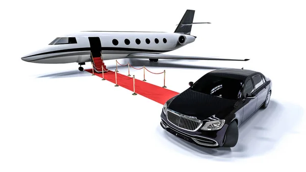 Rendering Immagine Una Limousine Jet Privato Che Rappresenta Viaggi Alta — Foto Stock