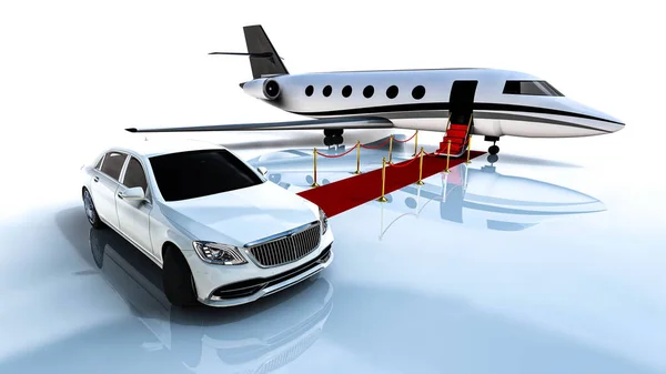 Rendering Immagine Una Limousine Jet Privato Che Rappresenta Viaggi Alta — Foto Stock