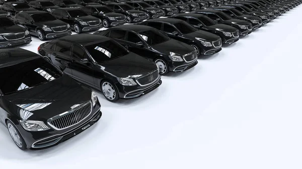 Lüks araba filosunun 3 boyutlu görüntüsü