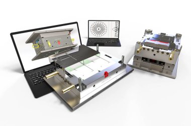 CAD gelişimini temsil eden plastik enjeksiyon kalıbının 3B görüntüsü 