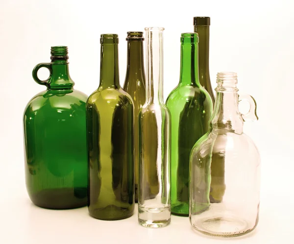 Grön- och glasflaskor — Stockfoto
