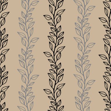 Dal 'ın kusursuz vektör deseni. Çizilmiş el çizimi çizimi çizimi çizim çizimi.