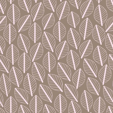 Basit Doodle, İskandinav stili vektör stilize yapraklar gibi pürüzsüz desen bırakır. Kartpostallar ve tekstil için arka plan