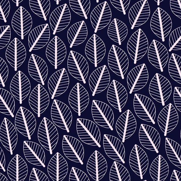 간단 한 Doodle leaves seamless pattern, vector styezed leaves in Scandinavian style.background for postcard, textile — 스톡 벡터