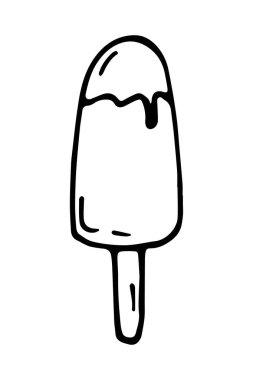 vektör dondurma tek çizgi film klipsi. Doodle çizimi beyaz arkaplanda izole edildi