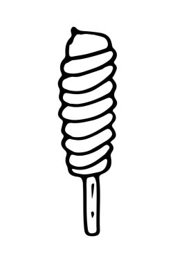 vektör dondurma tek çizgi film klipsi. Doodle çizimi beyaz arkaplanda izole edildi