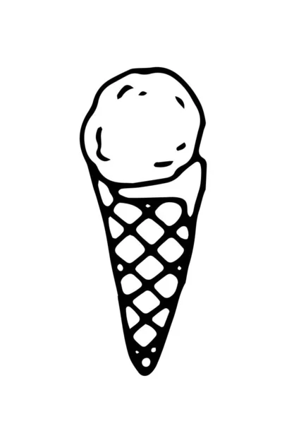 Gelato vettoriale singolo cartone animato clipart. Illustrazione Doodle isolato su sfondo bianco — Vettoriale Stock