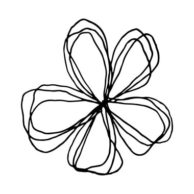 Soyut vektör çiçek çizimi. Siyah beyaz el illüstrasyonu