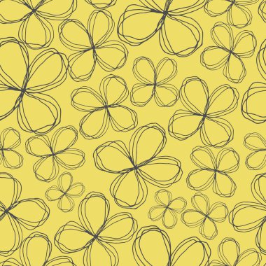 Soyut çiçeklerin çiçeksiz deseni, duvar kağıdı, kartpostal, ambalaj kağıdı veya kumaş için stilize edilmiş bitkiler.