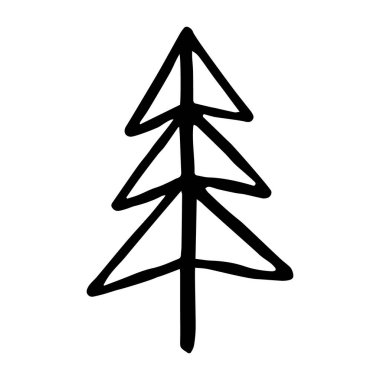 Tek vektör ağacı, elle boyanmış karalama klipsi. özet simgesi