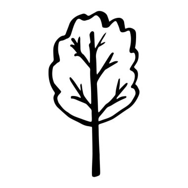 Tek vektör ağacı, elle boyanmış karalama klipsi. özet simgesi