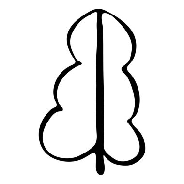 Tek vektör ağacı, elle boyanmış karalama klipsi. özet simgesi