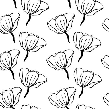 Çiçeksiz desen. Çizgiler vektör tomurcukları, çizgi sanatı