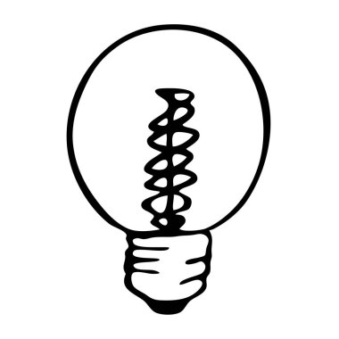 Tek vektör ampulü, karalama çizgisi sanatı