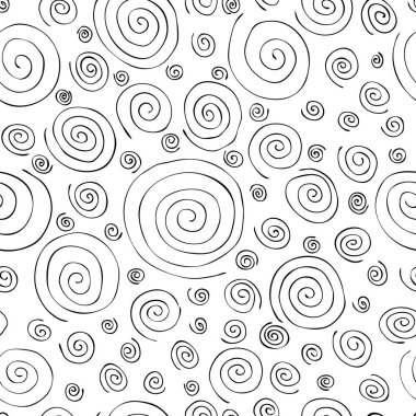 Elle çizilmiş kıvrımlar, sarmal, pürüzsüz desen. Şirin bir çizgi çizimi oluştur