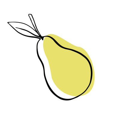 Armutlu tek bir vektör çizimi. Çizgi sanat meyvesi, karalama