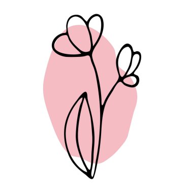 Karalama bahar çiçek çizgisi sanatı. El yapımı bitki.