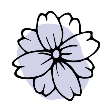 Karalama bahar çiçek çizgisi sanatı. El yapımı bitki.