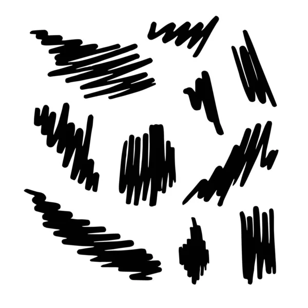 Juego de líneas negras dibujadas con garabatos. Garabatos vectoriales — Vector de stock