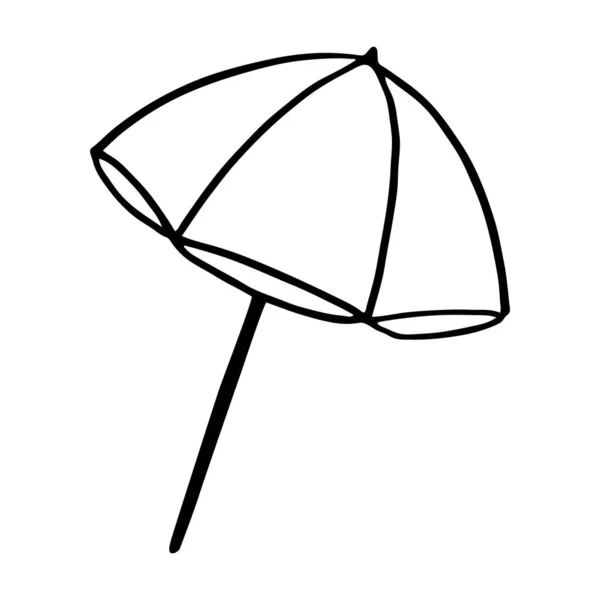 Parapluie Vecteur Dessiné Main Dessin Contour Noir Isolé Sur Fond — Image vectorielle