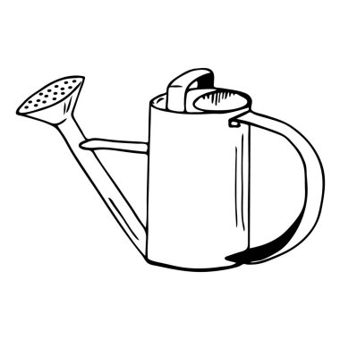 Bahçe sulama elle çizilmiş bir illüstrasyondur. Doodle Garden araçları