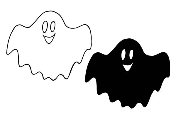 Wektorowe duchy bazgrołów. Ręcznie rysowane duchy, ikona Halloween. — Wektor stockowy