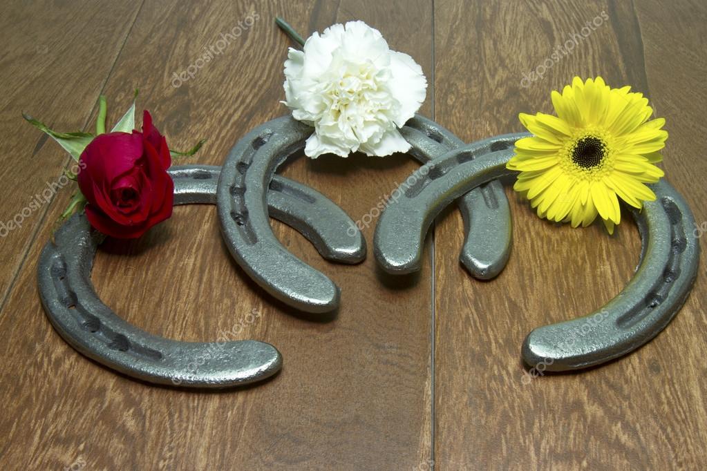 Flower horseshoe Triple Crown Flowers on Horseshoes — Stock Photo