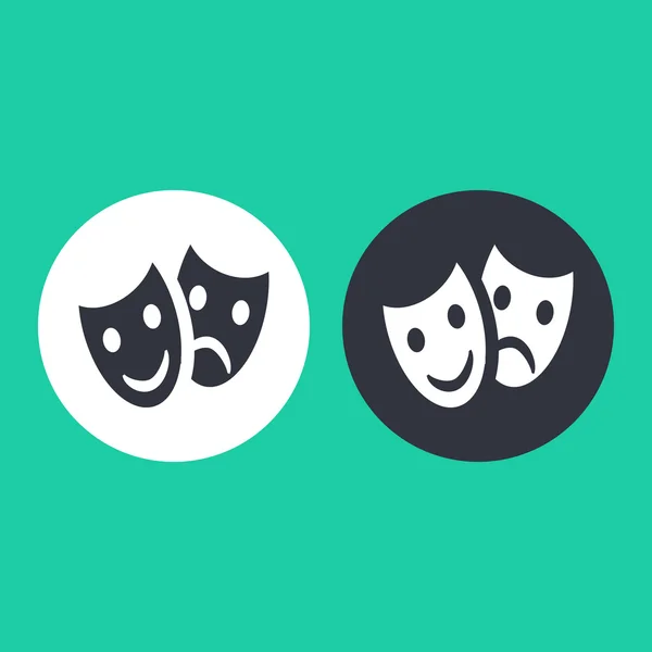 Vektorové ikony masky tragédie a komedie — Stockový vektor
