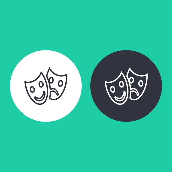 Vector tragedy and comedy masks icon — Stock Vector