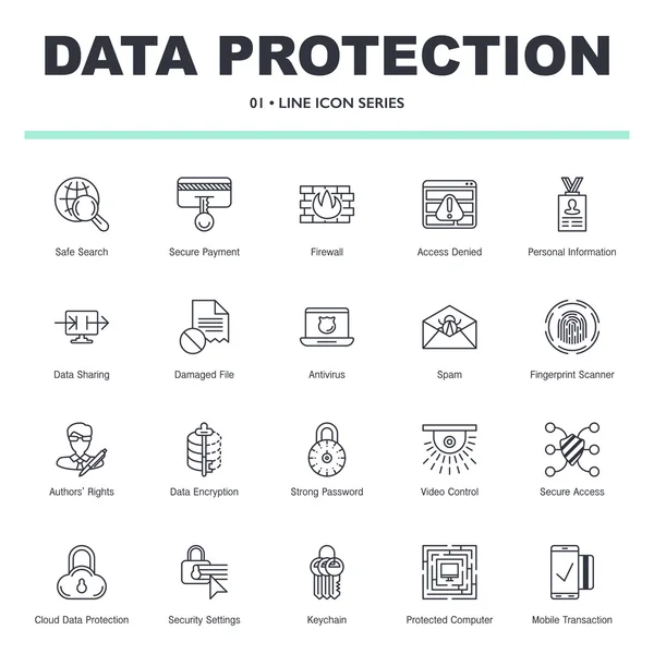 Vektör veri rpotection ve Internet güvenlik Icons set