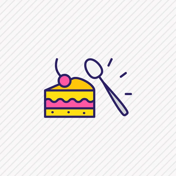 Ilustración de postre cuchara icono línea de color. Hermoso elemento utensilio también se puede utilizar como elemento icono de la torta. — Foto de Stock