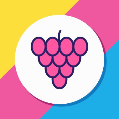 Üzüm bağı simgesi renkli çizginin vektör çizimi. Güzel gıda elementleri üzüm simgesi olarak da kullanılabilir.