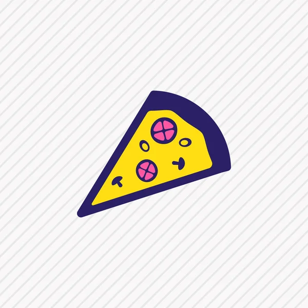 Векторна ілюстрація піци скибочки значок кольорової лінії. Гарний елемент їжі також може бути використаний як значок піцерії . — стоковий вектор