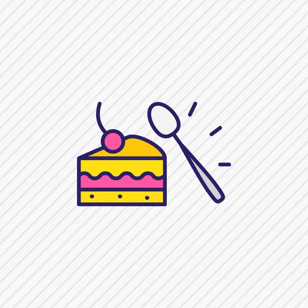 Ilustración vectorial de la línea de color icono cuchara de postre. Hermoso elemento de cubiertos también se puede utilizar como elemento icono de la torta. — Vector de stock