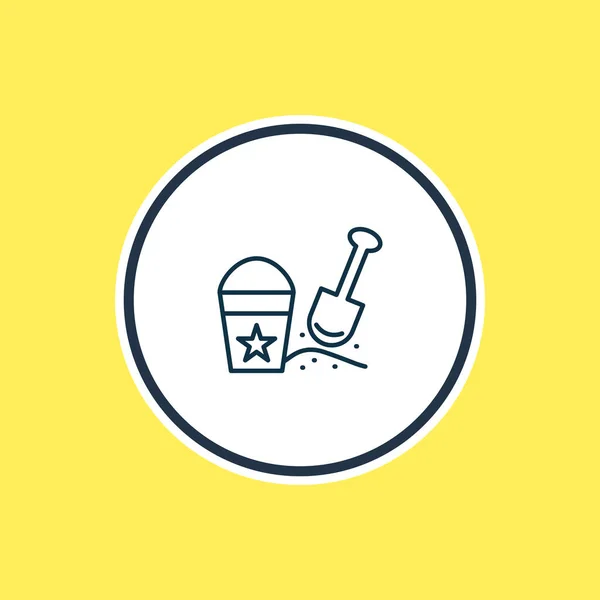 Illustration eines Sandeimers mit Schaufelsymbollinie. Schöne Säuglingselement kann auch als Strand-Spiel-Symbol-Element verwendet werden. — Stockfoto